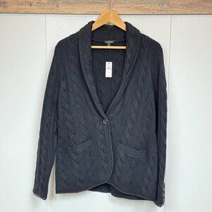 Talbots NWT Wool-blend Black Cable Knit Cardigan - Size M
